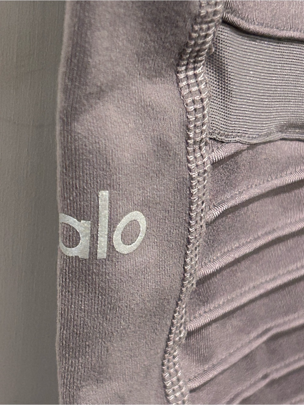 ALO Yoga Moto Leggings Grey Ribbed High Waisted Stretch Athleisure Gym Large - Picture 5 of 9